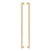 Product picture of the Duke Satin Brass Pull Handle 900mm on a white background.