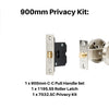 Product picture of the Duke Stainless Steel Pull Handle 900mm Privacy Kit on a Stainless Steel background.