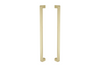 Product picture of the Zanda Streamline Pull Handle 600mm Satin Brass back to back pair on a white background.