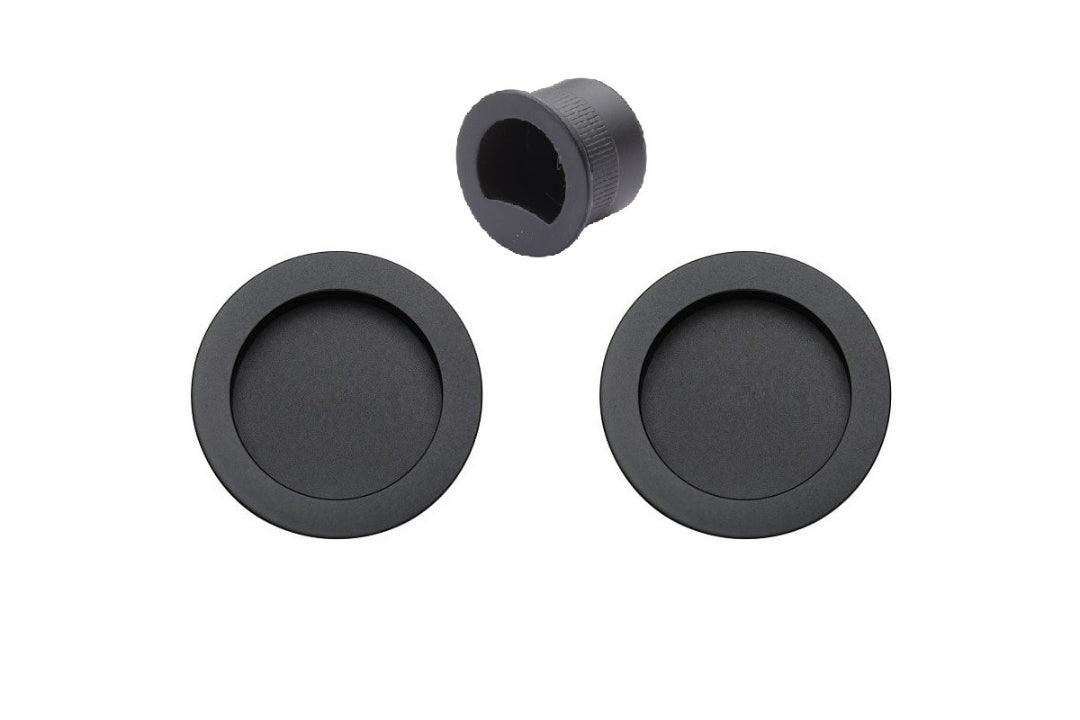 Product image of the Visca Cavity Sliding Door Passage Kit Matt Black on a white background.