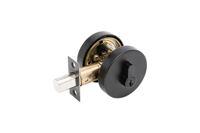 Product picture of the Matt Black Zanda Futura Deadbolt Double Cylinder on a white background.