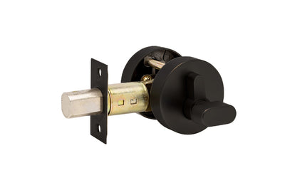 Product picture of the Matt Black Zanda Futura Deadbolt Single Cylinder on a white background.