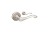 Product image of the Cambridge Door Handle Set Brushed Nickel Lever Set Only on a white background.