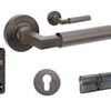 Product image of the Zurich Graphite Nickel Door Handle Entry Door Set 1 on a white background.