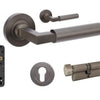Product image of the Zurich Graphite Nickel Door Handle Entry Door Set 2 on a white background.