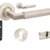 Product image of the Zurich Brushed Nickel Door Handle Entry Door Set 3 on a white background.