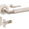 Product image of the Zurich Brushed Nickel Door Handle Passage Set on a white background.