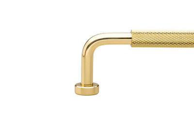 Kethy Bugle Cabinet Handle in Polished Brass Gloss – Knurled pull handle for modern kitchen cabinetry.