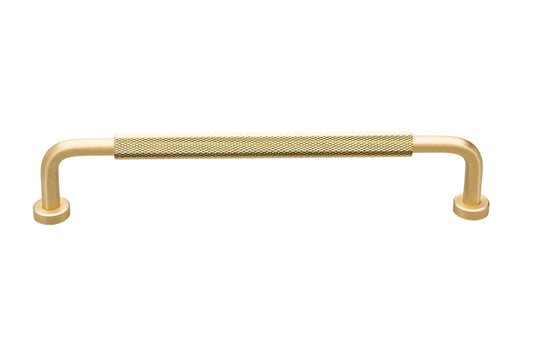 Kethy Bugle Cabinet Handle in Matt Brass – Knurled pull handle for modern kitchen cabinetry.