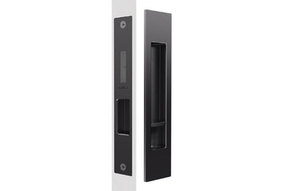 Product picture of the BL8004/SET Matt Black Mardeco 'M' Series Cavity Sliding Door Set on a white background.