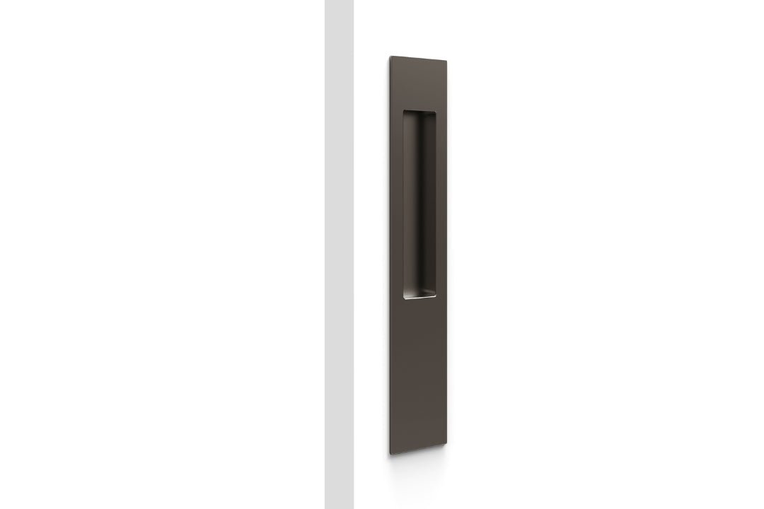 Product image of the BR8102 Bronze Mardeco Flush Pull Single Longplate on a white background.