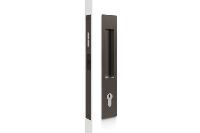 Product image of the BR8104/SET Bronze Mardeco Flush Pull Euro Lockset on a white background.