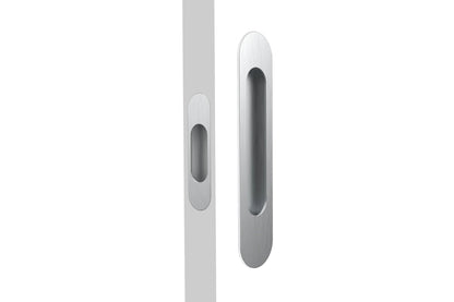 Product picture of the Brushed Satin Chrome Mardeco Radius Edge M Series Flush Pull Passage Set.