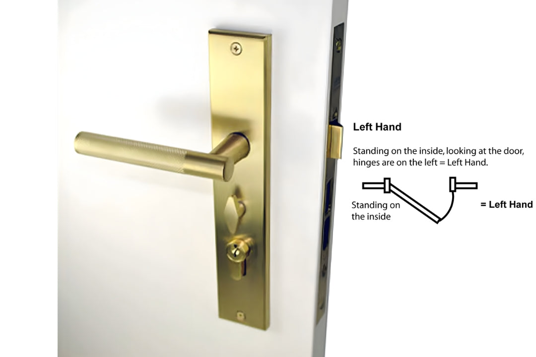 Nidus Knurled Domici Ozi-1 Satin Brass longplate lock combo Left Handed.