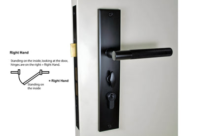 Nidus Knurled Domici Ozi-1 matte black longplate lock combo, right handed.