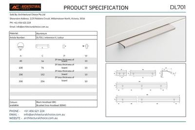 Specification Sheet for the 300mm Edge Pull.