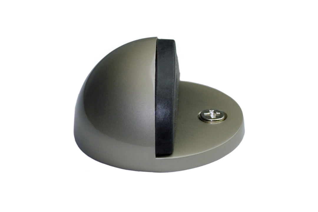 Product picture of the Satin Nickel Oval door stop on a white background.