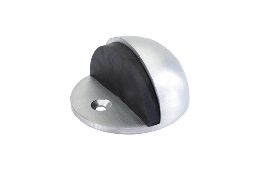 Product picture of the Satin Chrome Oval Door Stop on a white background.