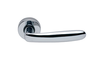 Image of the Polished Chrome Manital Imola Door Handle Lever on Round Rose.