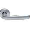 Image of the Satin Chrome Manital Imola Door Handle Lever on Round Rose.