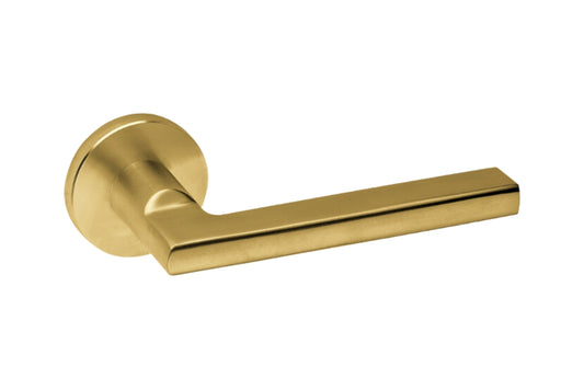 Product image of the Urban Satin Brass Door Handles by Architectural Choice.