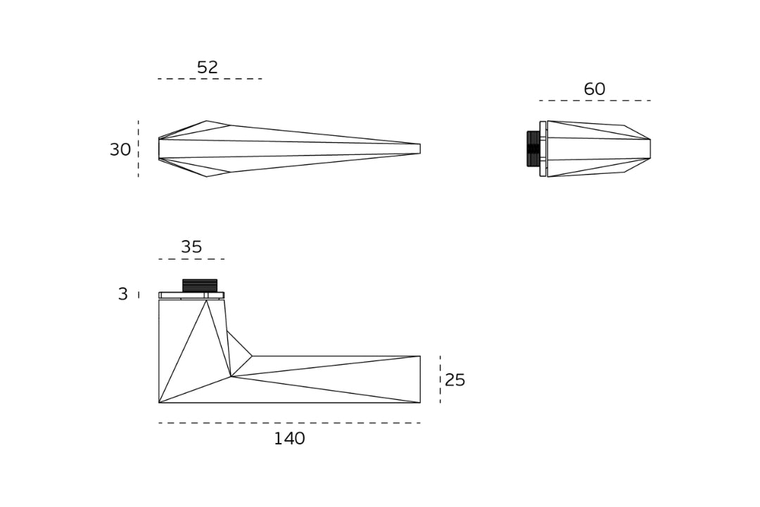 Technical drawing of the Archi Sketch door handle for modern architectural doors.