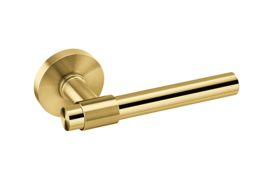 Product image of the JNF Brooklyn Titanium Gold 16mm Door Handle Pair IN.00.145.16.TG on a white background.