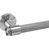 Product image of the Monaco JNF Satin Stainless Steel Knurled Door Handle on a white background.