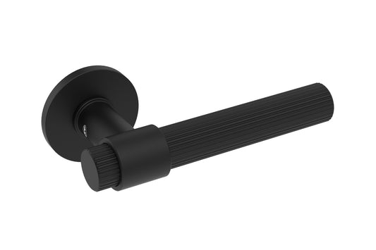The Natur Black lever handle on white background.