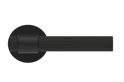 Front view of the Natur Black lever handle on white background.