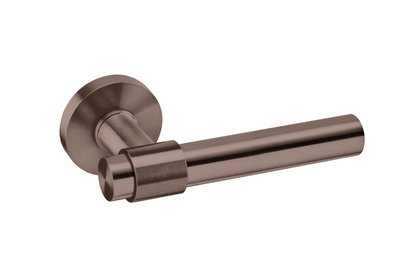 Product picture of the JNF Brooklyn Titanium Chocolate 20mm Door Handle Pair IN.00.145.TCH on a white background.