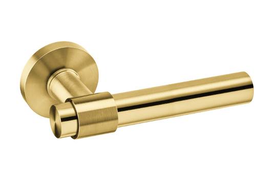 Product image of the Brooklyn Satin Brass Door Handles by Architectural Choice.