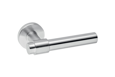 Product picture of the JNF Brooklyn Satin Stainless Steel 20mm Door Handle Pair IN.00.145 on a white background.