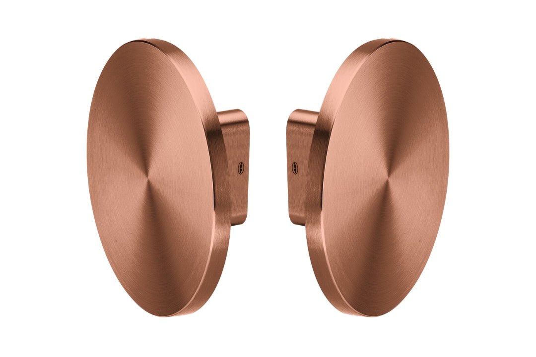 Product picture of the Titanium Copper Full Moon Pull Handle Pair on a white background.