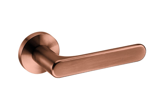 Product picture of the Yokohama Titanium Copper Door Handles on a white background.