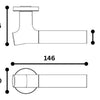 Technical drawing of the JNF Wood Nature Door Handle Series on a white background.