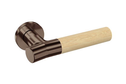JNF Wood Nature IN.00.381.BB.TCO Bamboo Titanium Chocolate lever handle on a white background.