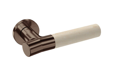 JNF Wood Nature IN.00.381.BE.TCO Birch Titanium Chocolate lever handle on a white background.