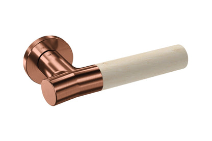 JNF Wood Nature IN.00.381.BE.TCO Birch Titanium Copper lever handle on a white background.