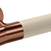 Up close product picture of the Wood Nature Titanium Copper Birch Door Handle on a white background.