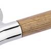 Up close product picture of the Wood Nature Polished Oak Door Handle on a white background.