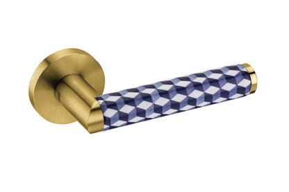 Link porcelain Titanium Gold door handle for luxury architectural interiors on a white background.