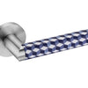 Link porcelain Satin Stainless Steel door handle for luxury architectural interiors on a white background.