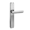 Art Deco Collection On Plate Satin Stainless Passage handle — premium art deco door hardware on a white background.