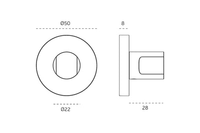 Black architectural drawing with measurements of the Titanium Copper Privacy Turn on a white background.