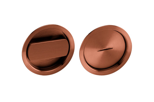 Product image of the Titanium Copper Flush Pull Privacy on a white background.