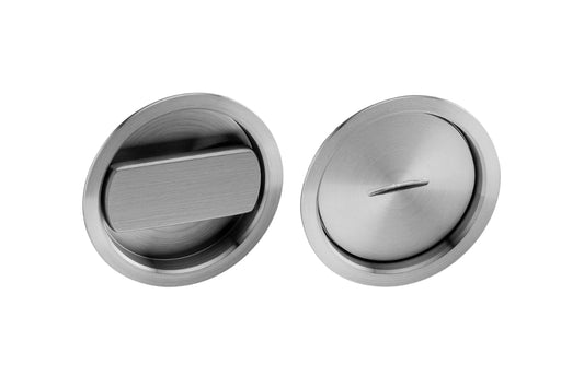 Product image of the Satin Stainless Steel Flush Pull Privacy on a white background.