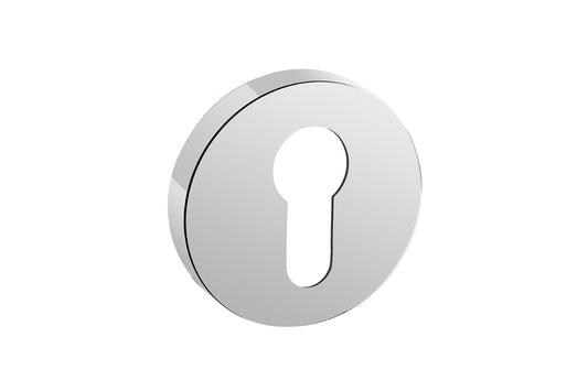 Product image of the Polished Stainless Steel Euro Escutcheon 50mm Round on a white background.