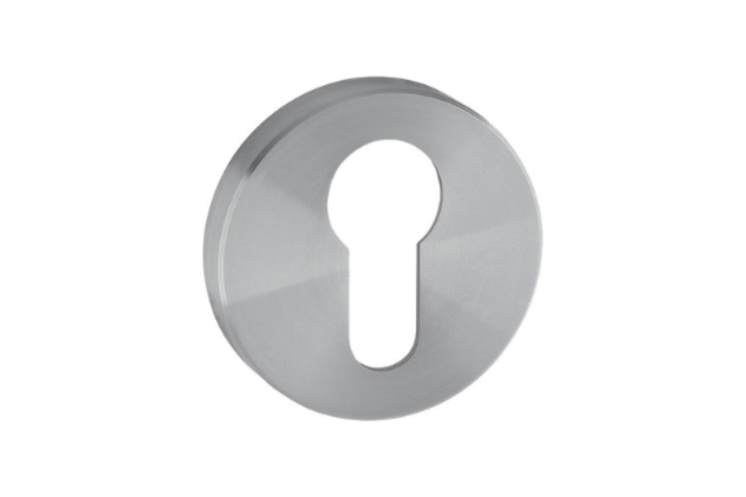 Product image of the Satin Stainless Steel Euro Escutcheon 50mm Round on a white background.