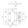 Specification drawing with measurements of the IN.05.030.ECO Stainless Steel Hirline Hinge 100x75 on a white background.